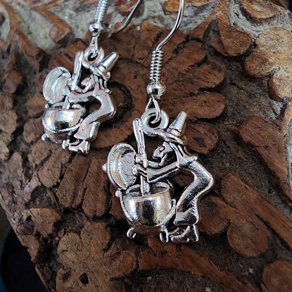 Witch Earrings Halloween Earrings Wiccan Earrings Cauldron Earrings Witchy Gift